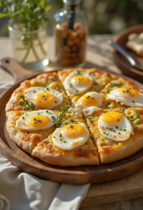 Pizza Sabich served