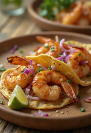 Prawn tacos with tamarind sauce