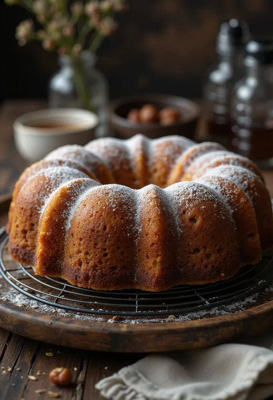 Chestnut Bundt cake served
