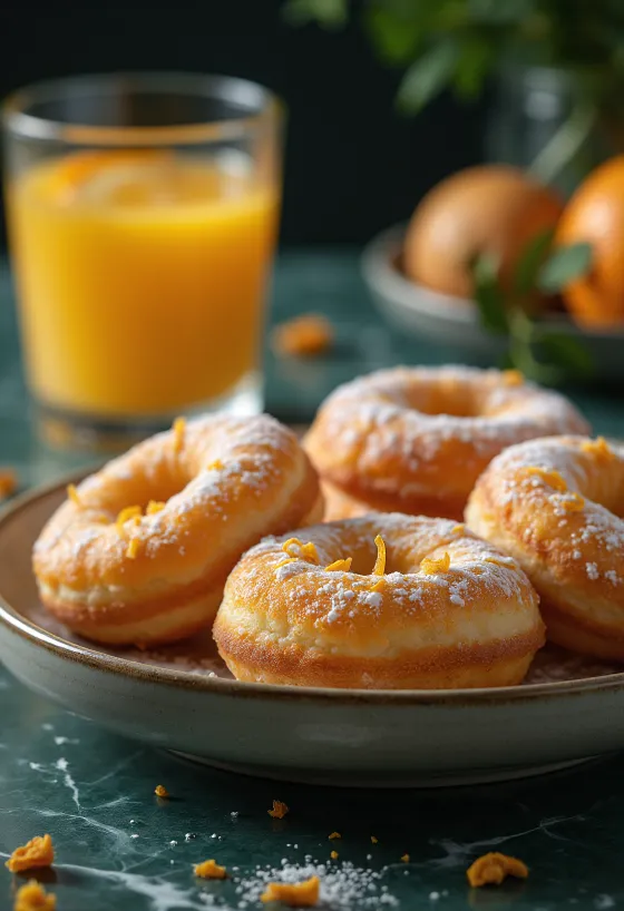Orange doughnuts served on a plate