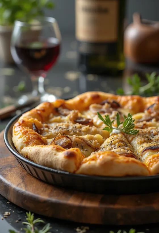 Pizza Sfincione with Sicilian thick crust and sweet onion