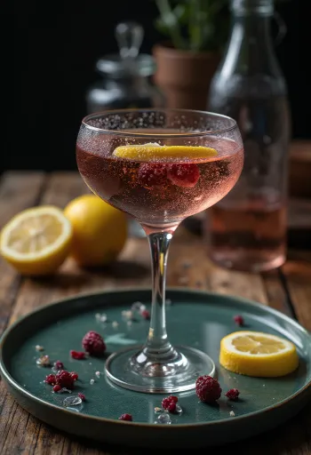 Elderflower spritz with fresh lemon and mint leaves