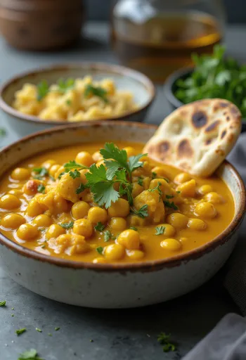 Chickpea curry with coconut milk and spices