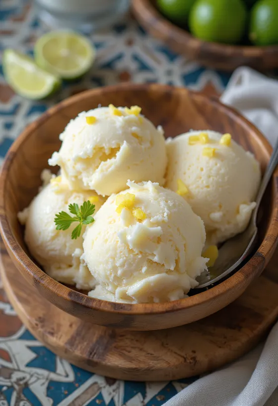 Coconut pineapple ice cream served
