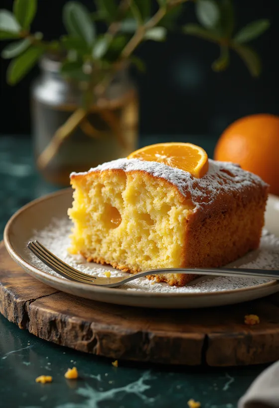 Sliced orange honey cake served
