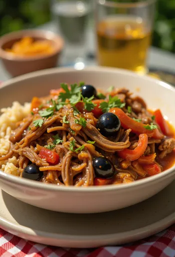 Ropa vieja served Cuban style