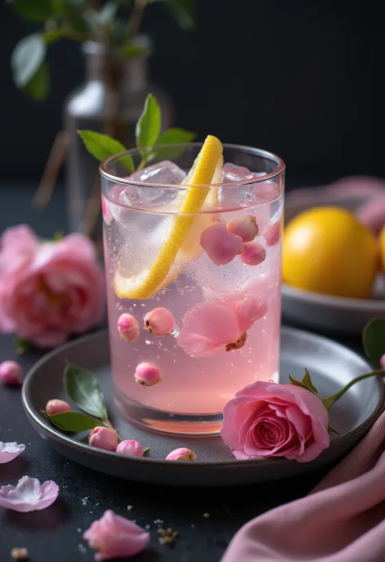 Rosewater lemonade served in a glass