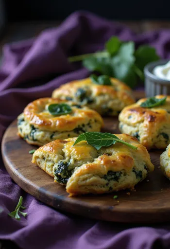 Spinach cheese scones served