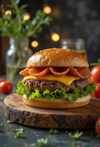 Salami burger served