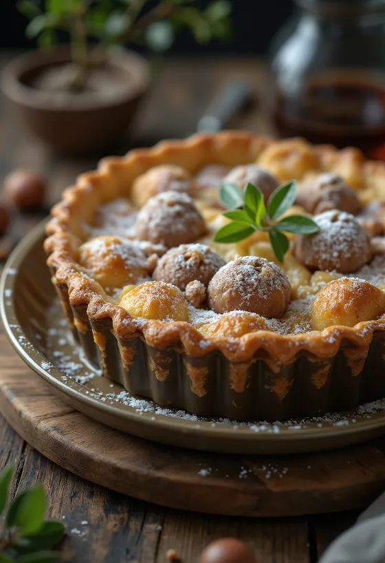 Chestnut tart served