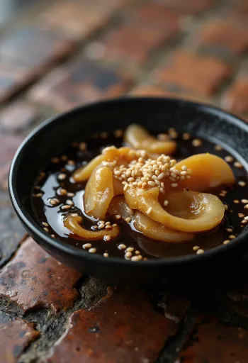 Candied soy sauce served with grilled vegetables