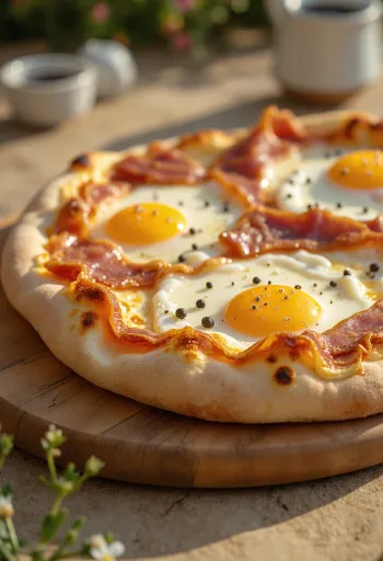 Pizza alla Pancetta e Uova with bacon and eggs