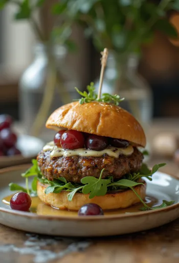 Grape & Blue Cheese Burger served