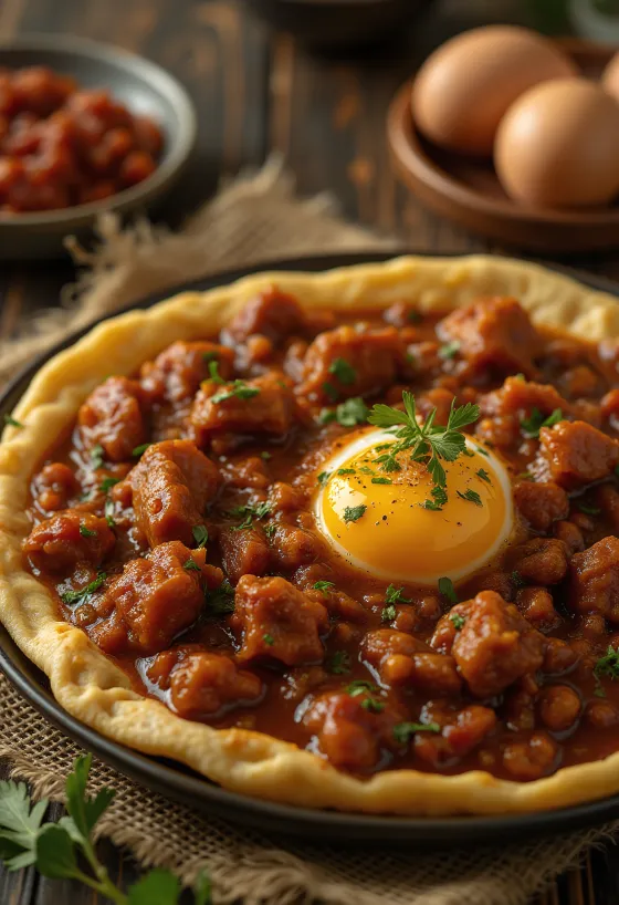 Doro Wat served with hard boiled egg and injera