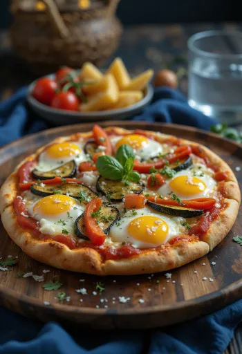 Pizza alla Griglia Vegetale with grilled vegetables and mozzarella