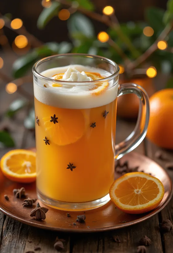 Clove and orange cider served in a glass