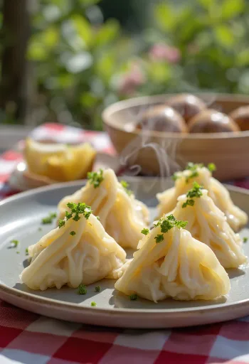 Tofu zongzi steamed with fresh coriander
