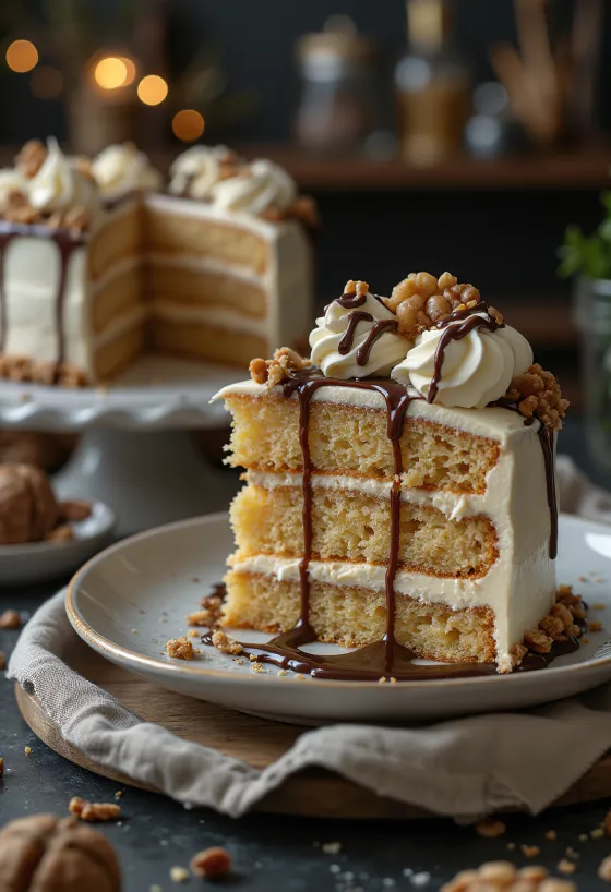 Chestnut walnut cake served