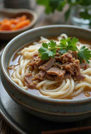 Beef Hu Tieu served with rich meaty broth and rice noodles