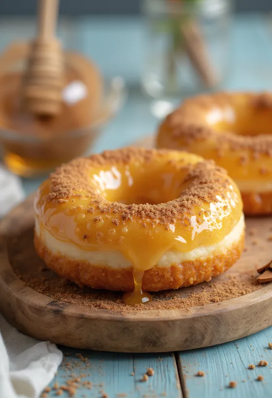 Honey doughnuts served