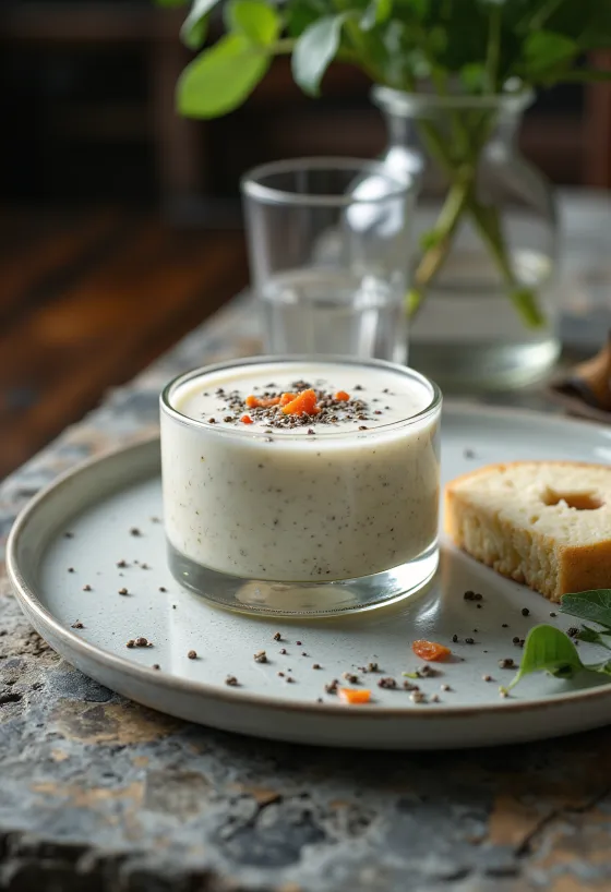 Probiotic peppermint kefir in glasses, served with a slightly greenish tint