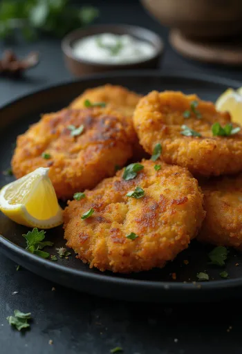 Breaded buffalo schnitzel served