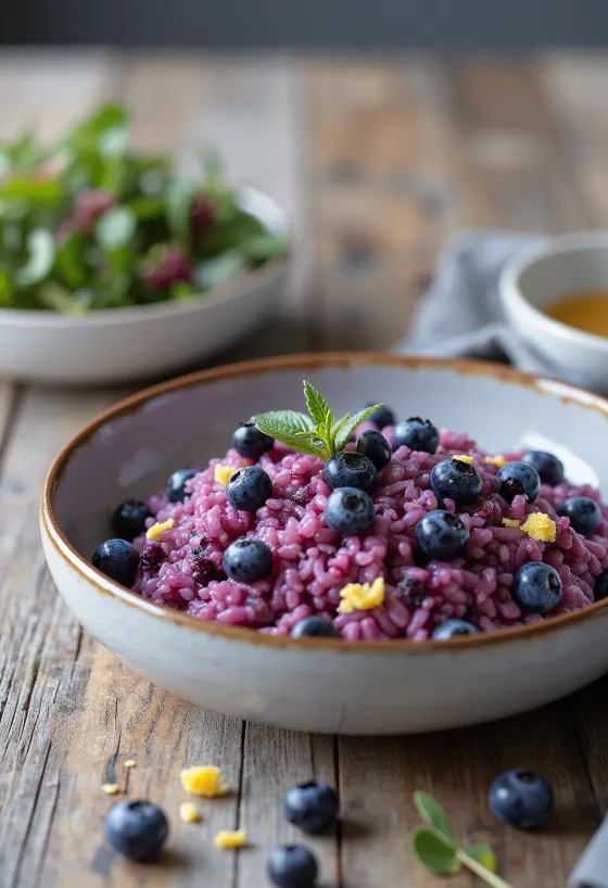 Blueberry rice served