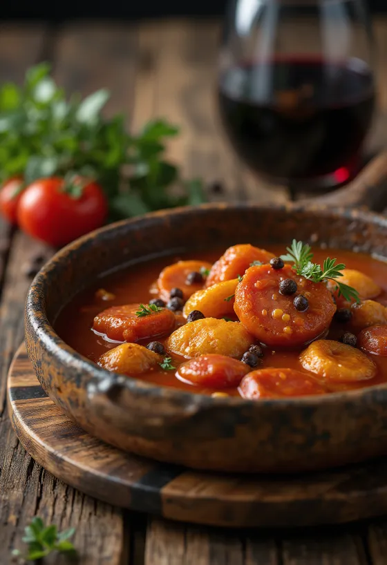 Plate of Callos a la Madrileña with chorizo