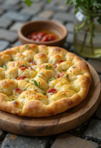 Chilli and garlic focaccia served