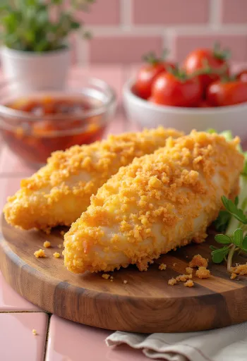 Golden fried breaded chicken breast served with fresh salad
