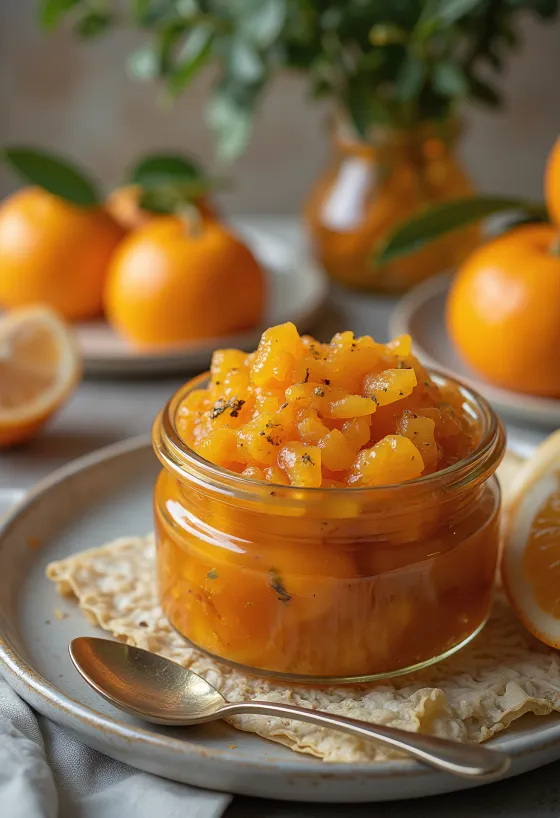Sweet and sour orange chutney served