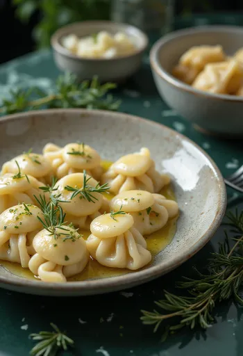 Goat's cheese and rosemary dumpling served