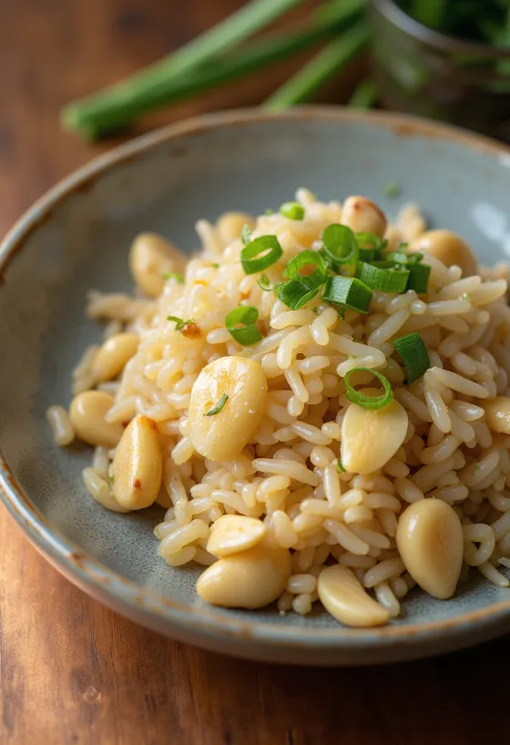 Macadamia nut rice served