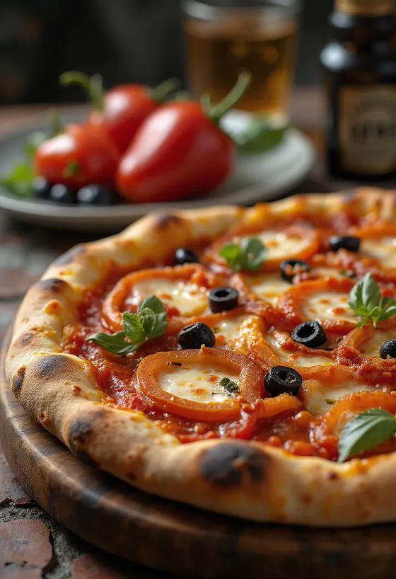 Pizza alla Zingara with vegetables and sausage