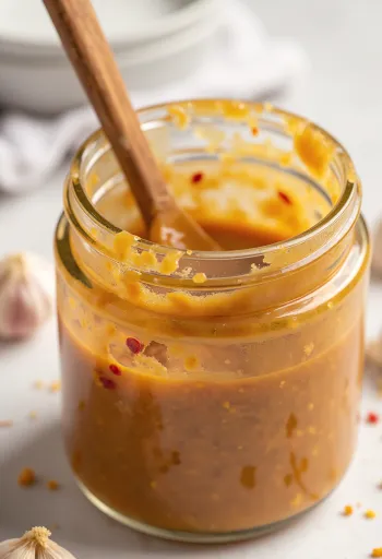 BBQ peanut butter chilli marinade served