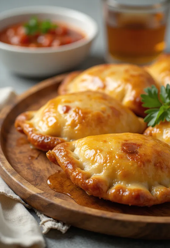 Chorizo empanada with crispy pastry