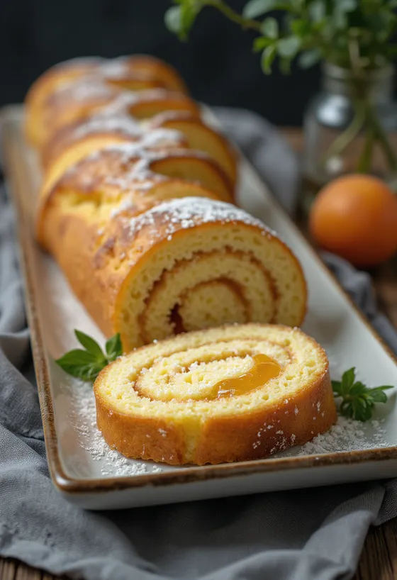 Swiss roll filled with jam