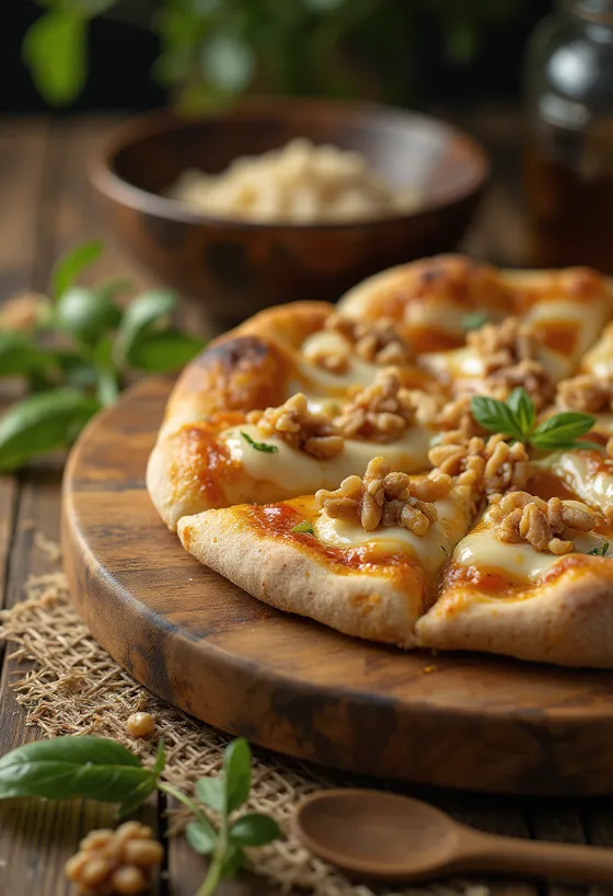Pizza alle Noci with walnuts and cheese