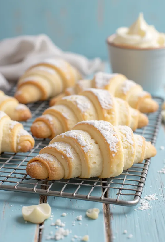 Soft vanilla crescents generously dusted with icing sugar