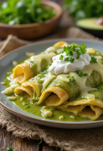 Enchilada verde served