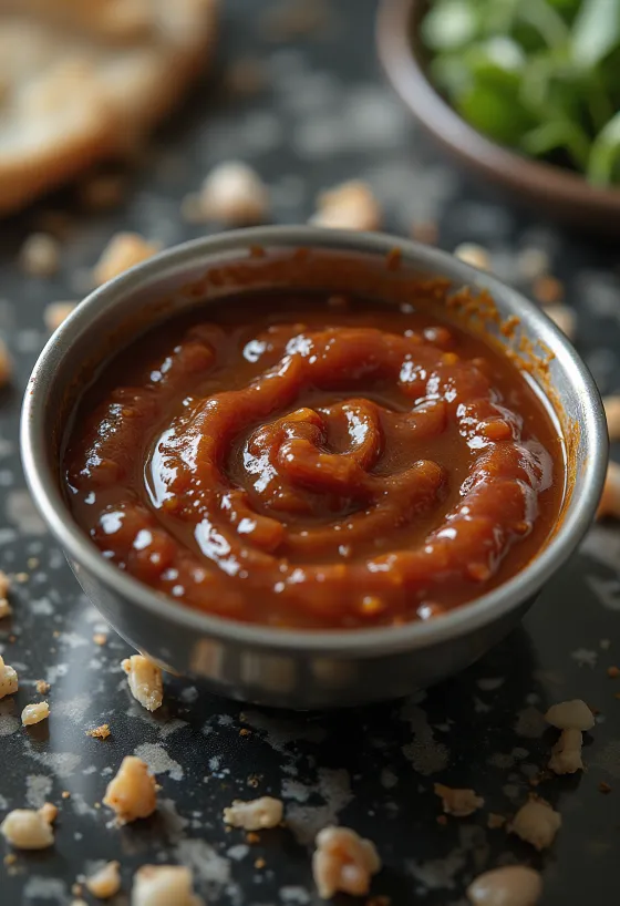 Garlic and stout barbecue sauce served.