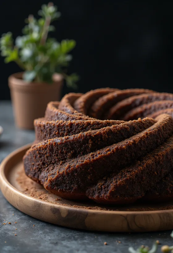 Cocoa Bundt cake served