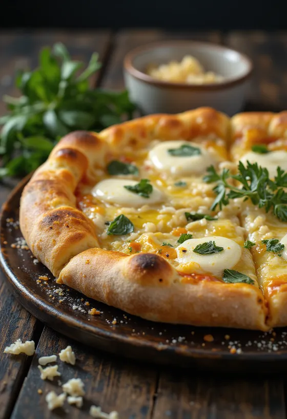 Pizza all’Aglio with garlic and cheese