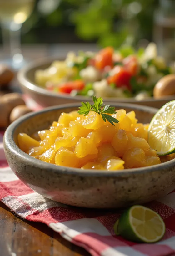Rosemary tequila ginger chutney served