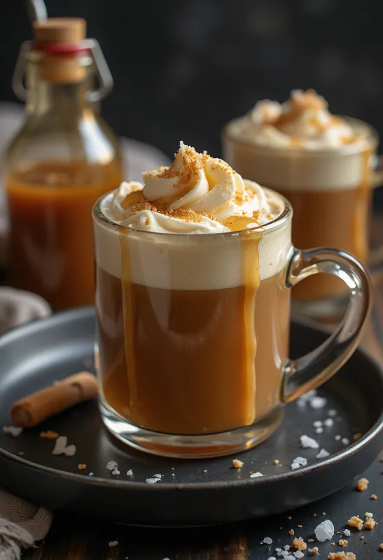 Salted caramel cider served in a glass