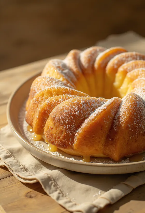 Honey and curd cheese bundt cake served