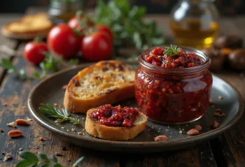 Zacuscă with olive oil served, with rich vegetables and mouth-watering colourful ingredients