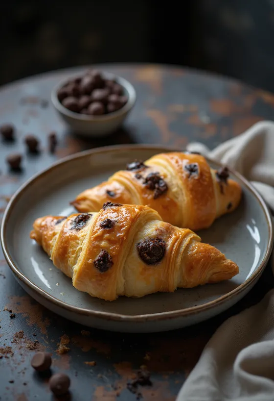 Chocolate chip croissants served