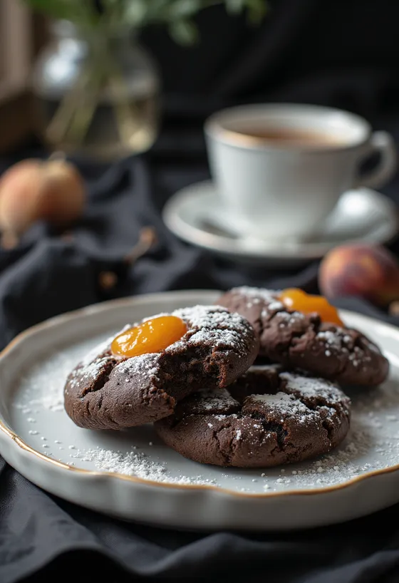 Cocoa Linzer biscuits served