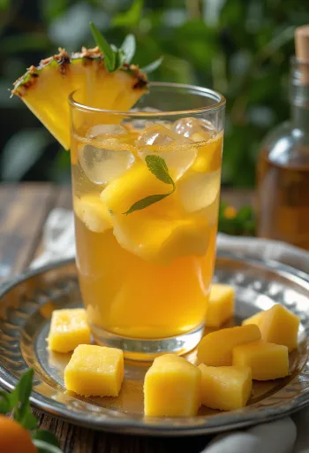 Tropical fruit tea served in a glass